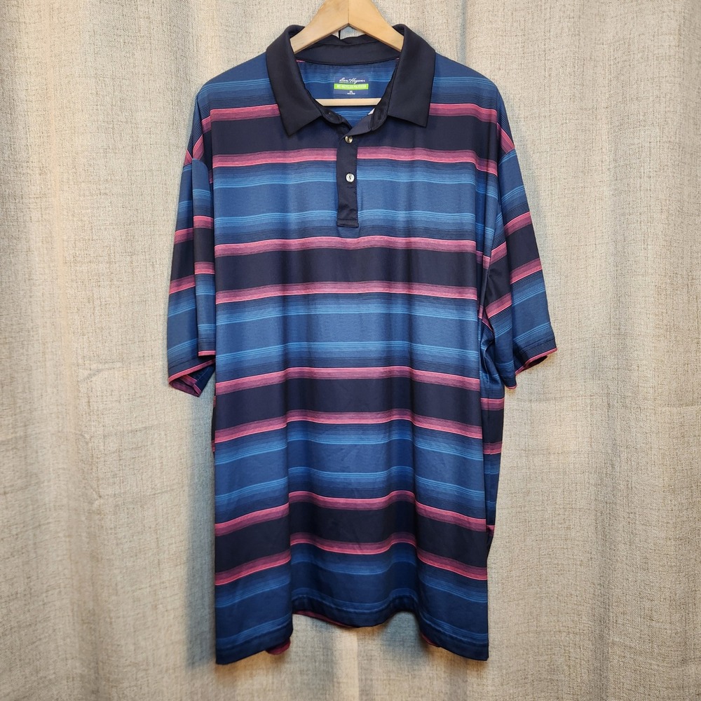 Ben Hogan Performance Big & Tall Polo Men's 3XL Blue Stripe Travel Golf Vacation